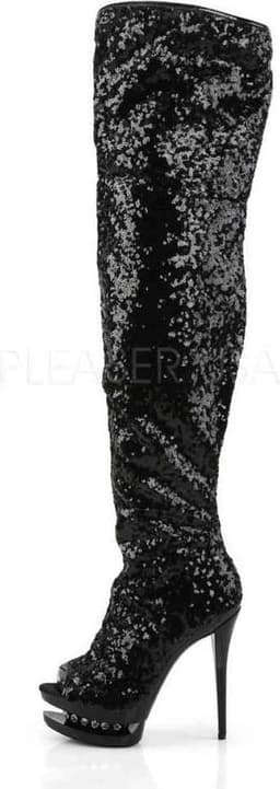 Pleaser - BLONDIE-R-3011 Plateau Overknee Laarzen - Paaldans schoenen - 41 Shoes - Zwart — thumbnail 3