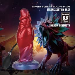 Power Monsters - Shadow Behemoth - Opblaasbare Monster Dildo - 22 cm - Rood/Blauw — thumbnail 3