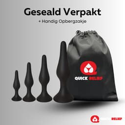 Quick Relief Silicon Plugs™ - Buttplugs - Fluweelzachte Siliconen Set van 4 Buttplugs - Anale Plug - Sex Toys - Buttplug - Mannen & Vrouwen - Siliconen - Zwart — thumbnail 10