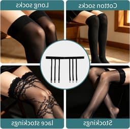 Elegante jarretellenhouder voor dames met 6 metalen clips, verstelbare tailleband, perfect voor kousen en panty's — thumbnail 6