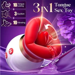 STHER – 3 in 1 Clitoris Stimulator met Tongbeweging – Incl 250ml Waterbasis - Vibrators voor vrouwen & Sex Toy – 10 Standen – Oplaadbaar & Waterproof – Rood — thumbnail 4