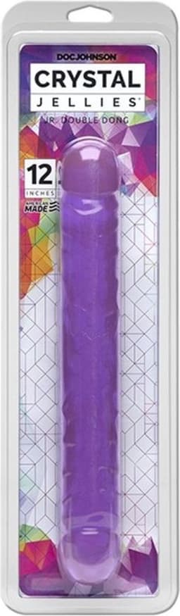 Doc Johnson Crystal Jellies dubbele dildo Jr. Double Dong paars - 30,23 cm — thumbnail 2