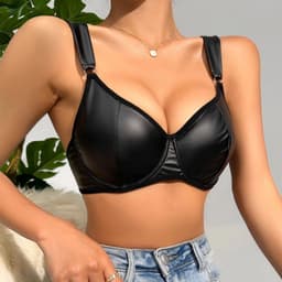 Wetlook Push-up BH – Sexy Lingerie voor Vrouwen – Verstelbare Bandjes – Glanzend Kunstleer — thumbnail 5