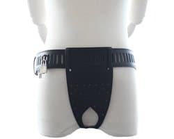 Fixxx - Kuisheidsgordel Heren - Opening Achterzijde - PU Leer - One Size - Zwart