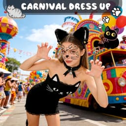Cattenoren Set Dames met Halsband en Tattoeage voor Carnaval en Cosplay — thumbnail 4