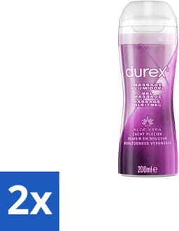 2 x Durex Massage glijmiddel 2 In 1 Aloë Vera 200 ml - Durex Massage Olie - Glijmiddel - Aloë Vera - Intiem Gel - Seksgel — thumbnail 1