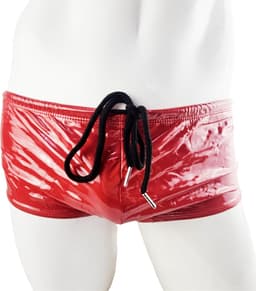 BamBella ® - Boxer short Maat S/M Datex Rood (Latex en stof SM kleding BDSM erotische heren kleding ondergoed lingerie onderbroek zwart — thumbnail 4