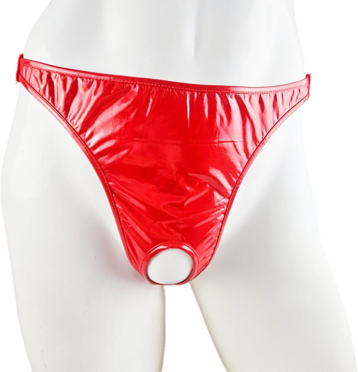 BamBella ® - String Maat Onesize S M L - Datex Rood (Latex en stof SM kleding BDSM erotische heren kleding ondergoed lingerie onderbroek zwart — afbeelding 1