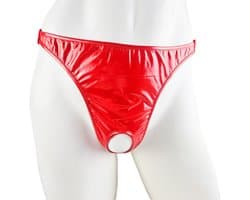 BamBella ® - String Maat Onesize S M L - Datex Rood (Latex en stof SM kleding BDSM erotische heren kleding ondergoed lingerie onderbroek zwart