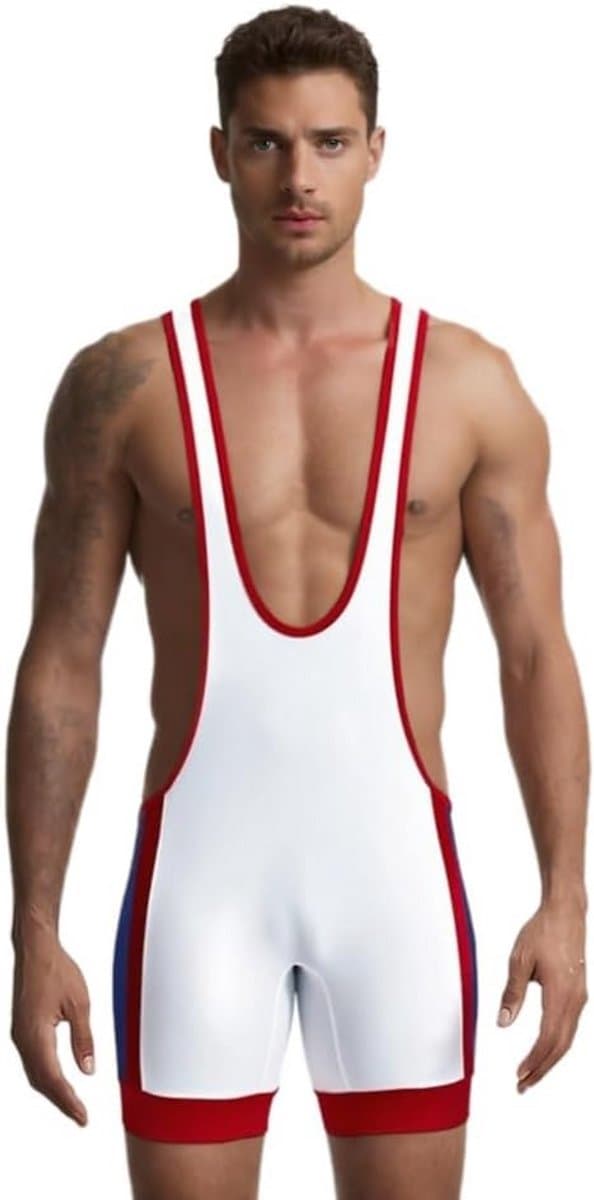 Erg Strakke Worsteltanktop voor Mannen - Mouwloze Atletische Bodysuit voor Sport en Fun — afbeelding 1