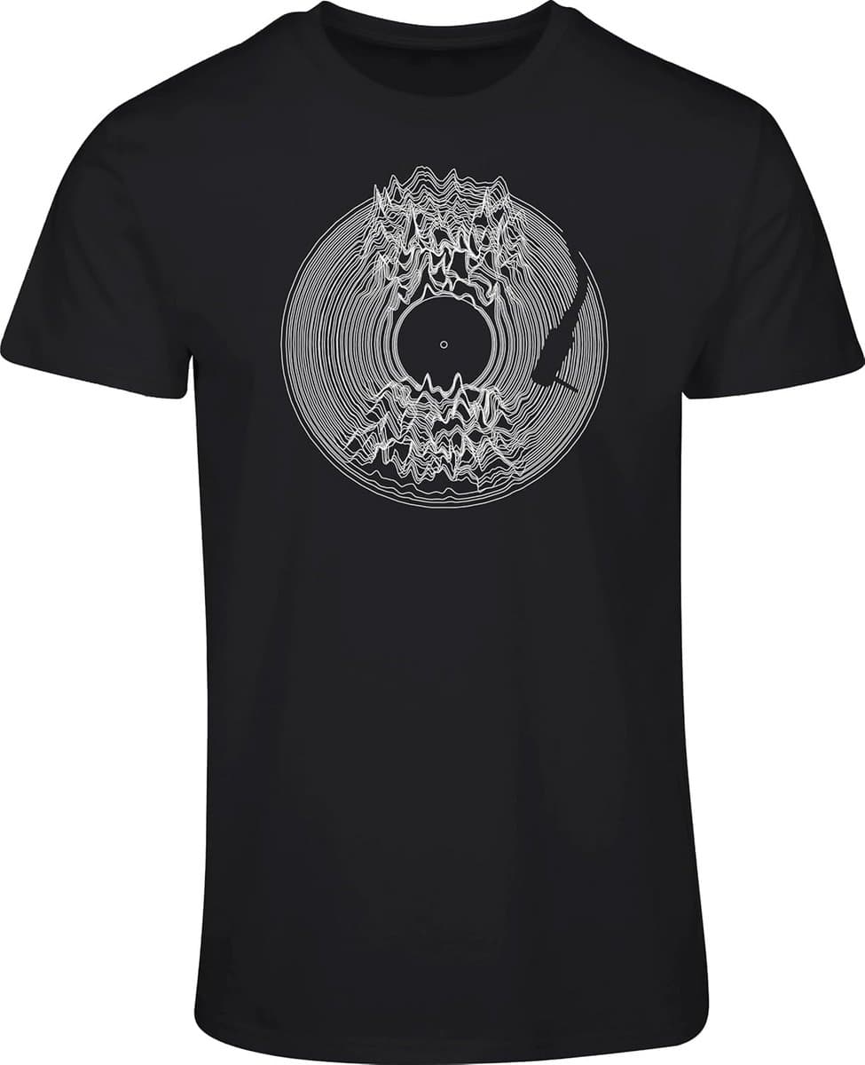 Muziek T-shirt Mannen met Vinylplaat en Hoofdtelefoon - Ideaal voor DJ, Techno & Hip Hop Fans — afbeelding 1
