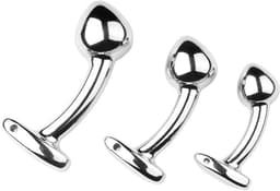 Anale seks trainingsset 3 stuks metalen buttplug, uitgebreide anale seks plug trainer kit mannen en vrouwen volwassen seksspeeltjes cadeau zilver — thumbnail 1