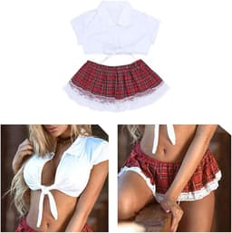 1 set sexy lingerie voor schoolmeisjes, rollenspel voor volwassenen, kostuum in kostuumuniform, tailleomvang (58-69 cm) — thumbnail 1