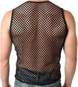 Heren Sexy Mesh Vest Transparant Visnet Mouwloos Vest Ronde Hals Transparant Ondershirt L Maat — thumbnail 4