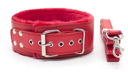Smart Moves - Bont Gevoerde Collar met Leiband - Rood — thumbnail 3