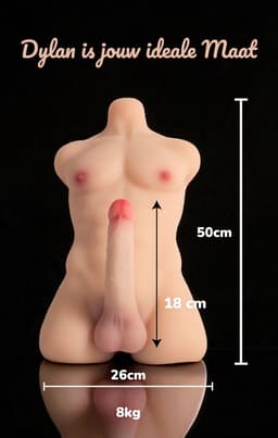 Dylan - Premium Mannelijke Sekspop - Realistische Sex doll - Hoogwaardige TPE Siliconen - 50cm Sex Torso - Sexpop voor koppel - XL Dildo — thumbnail 5