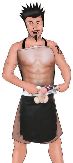 You2Toys – Erotische Barbecue Schort met Mannen Lichaam en Pluche Penis – Maat One Size – beigeig — thumbnail 4