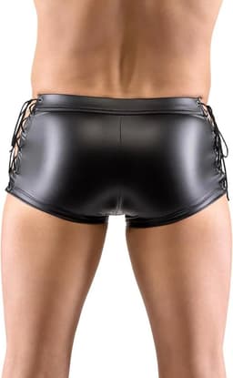 BDSM Lederen harnas korte short met open kruis functie - PU Leer - Latex look - Boxershort - Touw - Licht verstelbaar - Korte broek — thumbnail 3