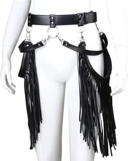 vscnovelty® Fetish - Sm Lederen Kleding Bondage Kwastje Broek Bdsm - Sex Harnas Klinknagels - Fetish Cosplay — thumbnail 6