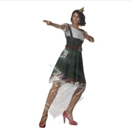 Sexy Robin Hood Kostuum – Groen Jurkje met Bruine Riem & Bijpassende Tiara – M — thumbnail 1