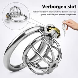 DOWO® - Mini Locker - Kuisheidskooi - Chastity cage - Peniskooi - Hemisferisch - Staal - 45 mm — thumbnail 3