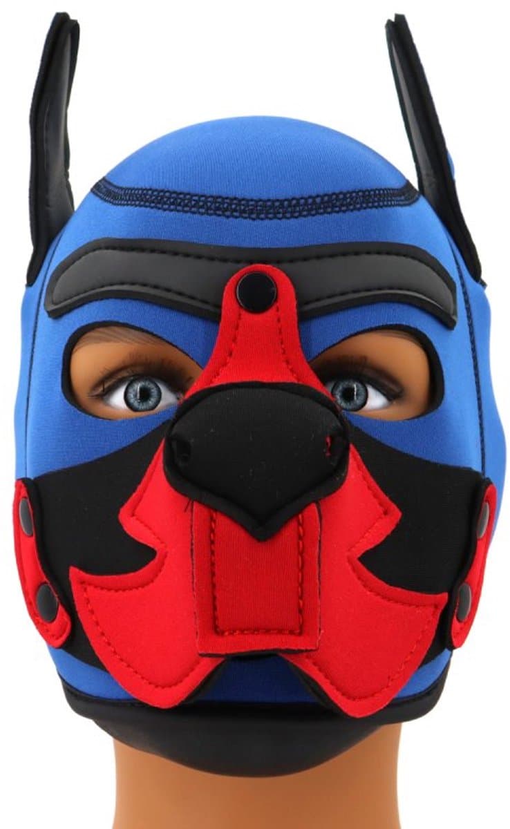 Dog/Puppy/Honden Neoprene-Masker Blauw-Zwart-Rood- Neopreen — afbeelding 1