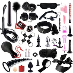 VIN® BDSM Extreme - Sex Toys voor Koppels - 35 Stuks - Seksspeeltjes voor Koppel - Zweepje Seks - Shibari Touw – Shibari – Bondagesets - Sexspeeltjes voor Koppels - Couple Games – Bondagesets – Boeienset, Handboeien, Tepelklemmen, etc - Zwart — thumbnail 1