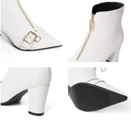 Spitse Teen Kitten Hak Laarzen - Zwarte Booties met Klinknagels voor Dames — thumbnail 4