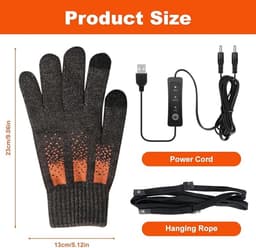 Verwarmde handschoenen - Elektrisch verwarmde handschoenen - USB winter warme fietshandschoenen - Warme skihandschoenen - Afneembare winterhandschoenen met touchscreen - Geschikt voor fietsen, autorijden en wandelen - Unisex - Grijs — thumbnail 2