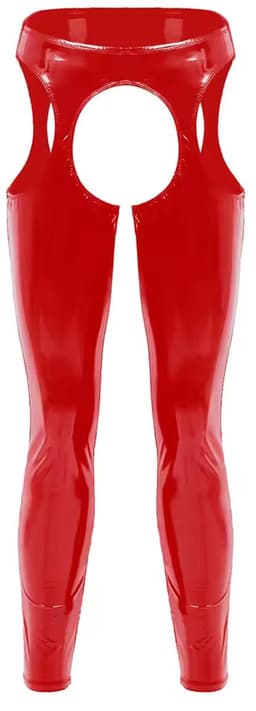 Open Kruis en Billen Heren Broek - Lingerie - Rood PU Leer - Latex Look — thumbnail 1