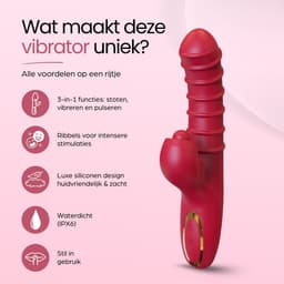 IVY LUX – 3-in-1 Vibrator voor Vrouwen – Dildo Vibrator met Stootfunctie – G-spot Vibrator + Clitoris Stimulator – Trillen & Pulseren – Waterdicht – USB Oplaadbaar — thumbnail 5