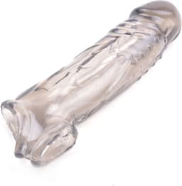 Penis Sleeve L Geaderd Black - Zeer gebruiksvriendelijk - Stevig Materiaal - Zwart Doorzichtig - Spannend voor koppels - Sex speeltjes - Sex toys - Erotiek - Sexspelletjes voor mannen en vrouwen – Seksspeeltjes - Penissleeve - Masturbator — thumbnail 3