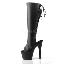 Adore-2018 plateau peeptoe laars met open hiel en stiletto hak mat zwart - (EU 42,5 = US 12) - Pleaser — thumbnail 4