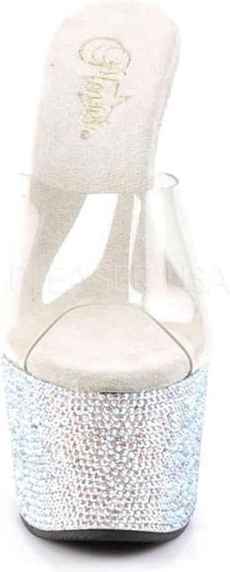 Pleaser - BEJEWELED-701DM Muiltjes - Paaldans schoenen - 40 Shoes - Zilverkleurig/Transparant — thumbnail 2