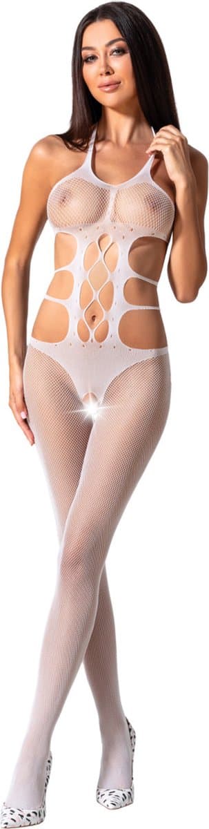 Passion - Woman Bs084 White Bodystocking One Size — afbeelding 1