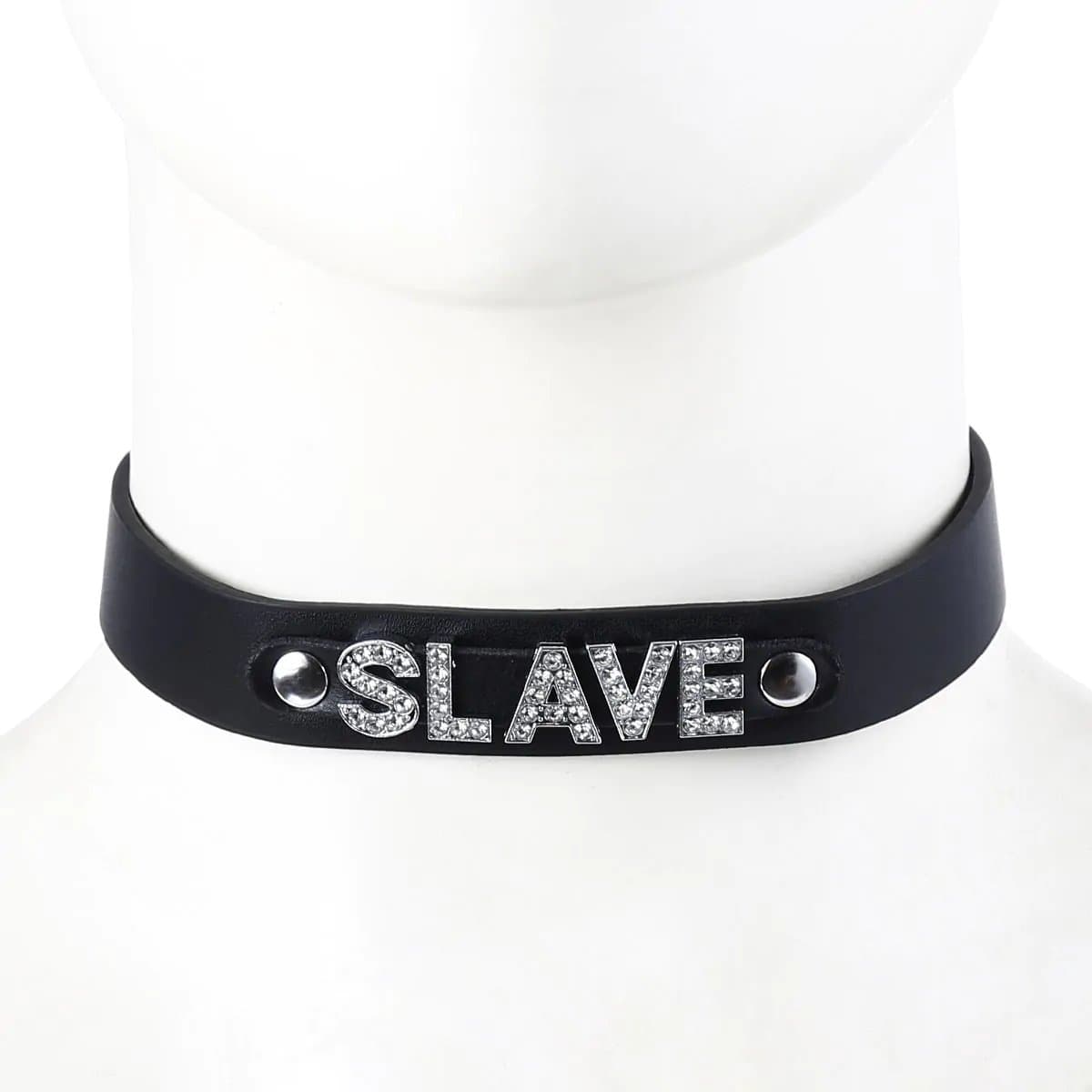 Smart Moves - Collar met Strass Letters SLAVE - Zwart — afbeelding 1
