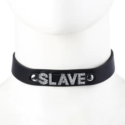 Smart Moves - Collar met Strass Letters SLAVE - Zwart — thumbnail 1