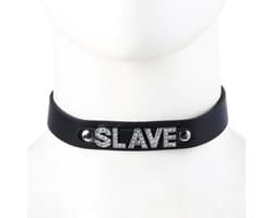 Smart Moves - Collar met Strass Letters SLAVE - Zwart
