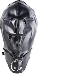 BNDGx® - Extreme BDSM Masker - Nep Leer met rits mond ogen dicht - SM — thumbnail 1