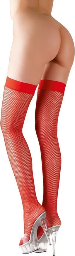 Cottelli Collection – Sexy Kousen met Visnet Motief voor Vurige Passie – Maat XL - Rood — thumbnail 3