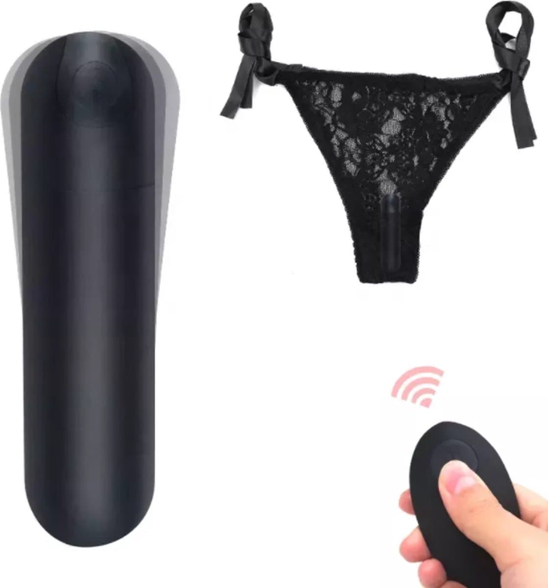 TipsToys® Draagbare Vibrator voor in Slipje – Vibrerend Slipje met Clitoris Bullet – Discreet SexToy voor Vrouwen – Zwart — afbeelding 1