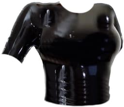 BNDGx® - 100 % Latex - Top Dames - Maat S - Rubber BDSM SM Rollenspel kleding Fetish wear korte mouwen zwart — thumbnail 1