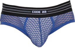 CODE 22 Openwork Brief Steel Blue - MAAT L - Erotisch Heren Ondergoed - Slip voor Man - Sexy mannen Slip — thumbnail 1