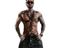 Heren Bondage Harnas van Kunstleer – Verstelbaar Fetish Vest voor Roleplay - Lingerie