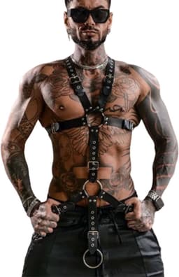 Heren Bondage Harnas van Kunstleer – Verstelbaar Fetish Vest voor Roleplay - Lingerie — thumbnail 1