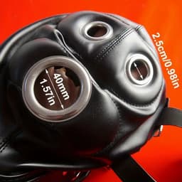 Fetisj PU Lederen bondage masker met gag penis - Mondknevel BDSM masker - Blinddoek - Gespen en riemen - Verstelbaar - One size — thumbnail 7