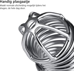 DOWO® - Kuisheidskooi - Metaal - Peniskooi - Kuisheidskooi voor Mannen - Chastity cage - Staal - met Premium Messing Slot - 3 Maten — thumbnail 8