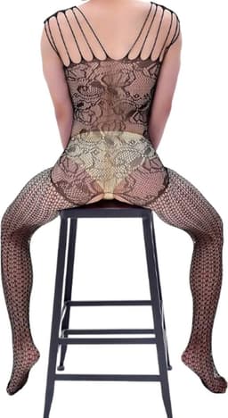 LekkerStout Visnet Bodystockings - 3-Pack - Open Kruis - Zwart - Sexy Herenlingerie | M-XL | ( LS102 ) — thumbnail 10