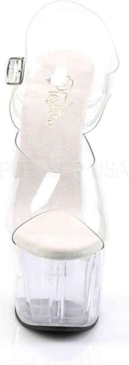 Pleaser - ADORE-708 Sandaal met enkelband, Paaldans schoenen - Paaldans schoenen - 39 Shoes - Transparant/Zilverkleurig — thumbnail 2