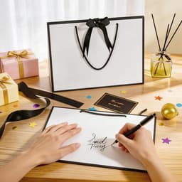 Zwart-witte geschenkzakjes, set van 2 stuks met 4 zijdepapier en 2 wenskaarten — thumbnail 4